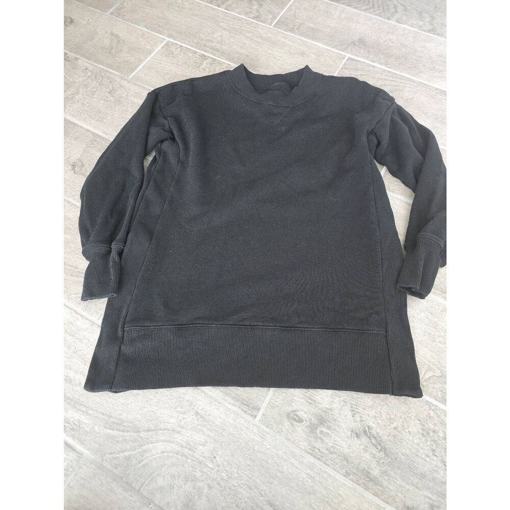 Women's Aerie Good Vibes Oversized Crewneck Sweatshirt‎ Pullover Black Size XS